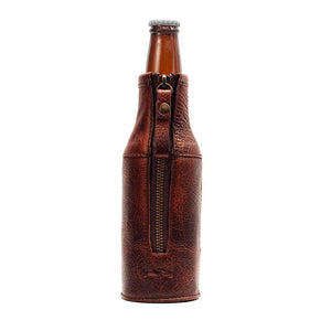 Campaign Leather Bottle Koozie by Mission Mercantile Leather Goods, custom drinkware detail photo 7