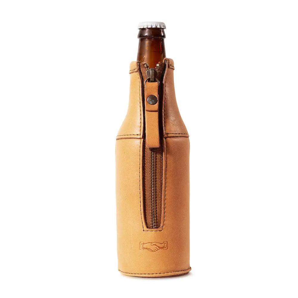 Campaign Leather Bottle Koozie by Mission Mercantile Leather Goods, custom drinkware detail photo 11