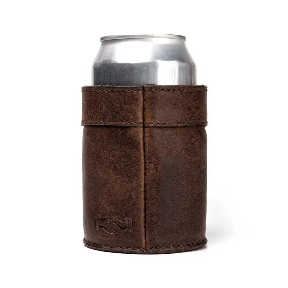 Campaign Leather Can Koozie by Mission Mercantile Leather Goods, custom drinkware detail photo 4