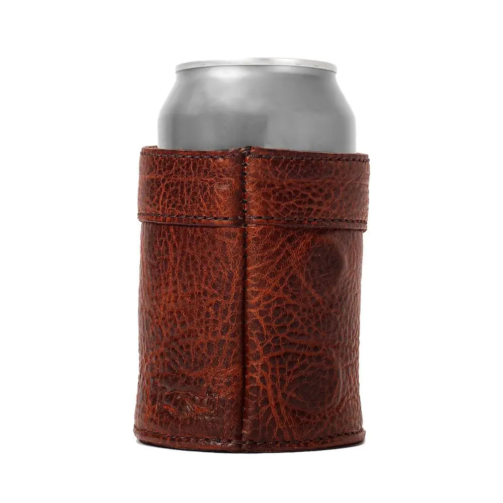 Campaign Leather Can Koozie by Mission Mercantile Leather Goods, custom drinkware detail photo 6