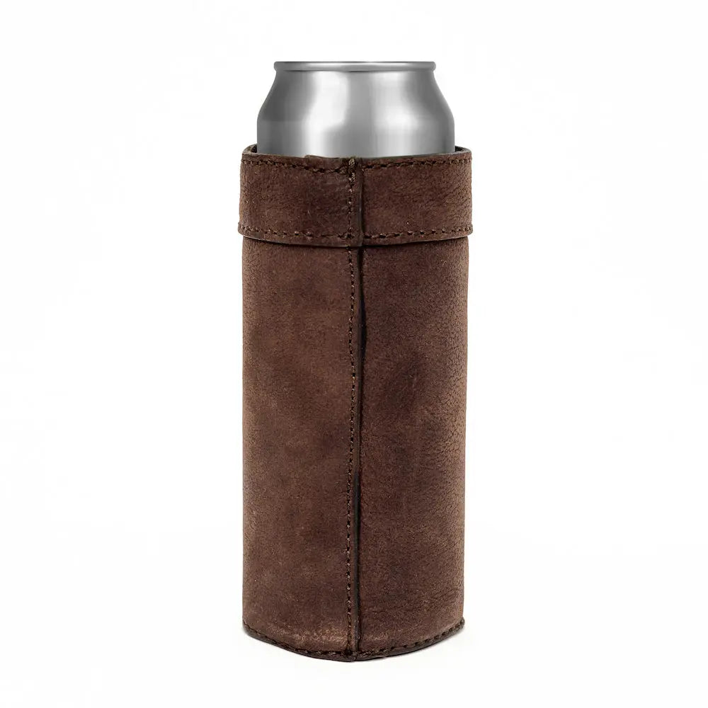 Campaign Leather Slim Can Koozie by Mission Mercantile Leather Goods, custom drinkware detail photo 4