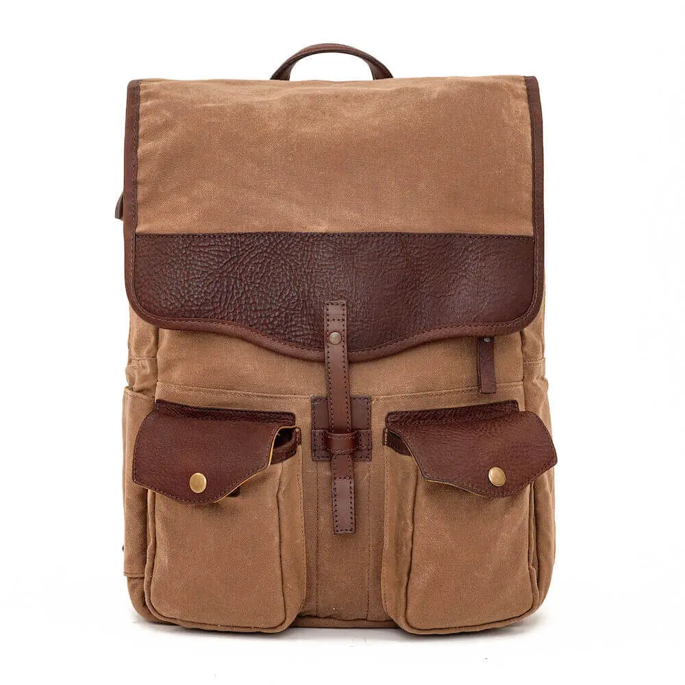 Campaign Waxed Canvas Backpack by Mission Mercantile Leather Goods, handmade leather goods detail photo 4