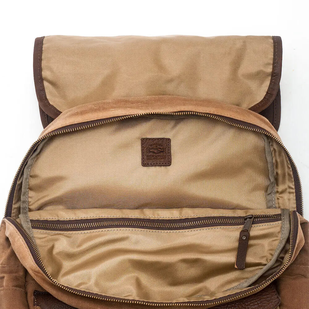 Campaign Waxed Canvas Backpack by Mission Mercantile Leather Goods, handmade leather goods detail photo 14