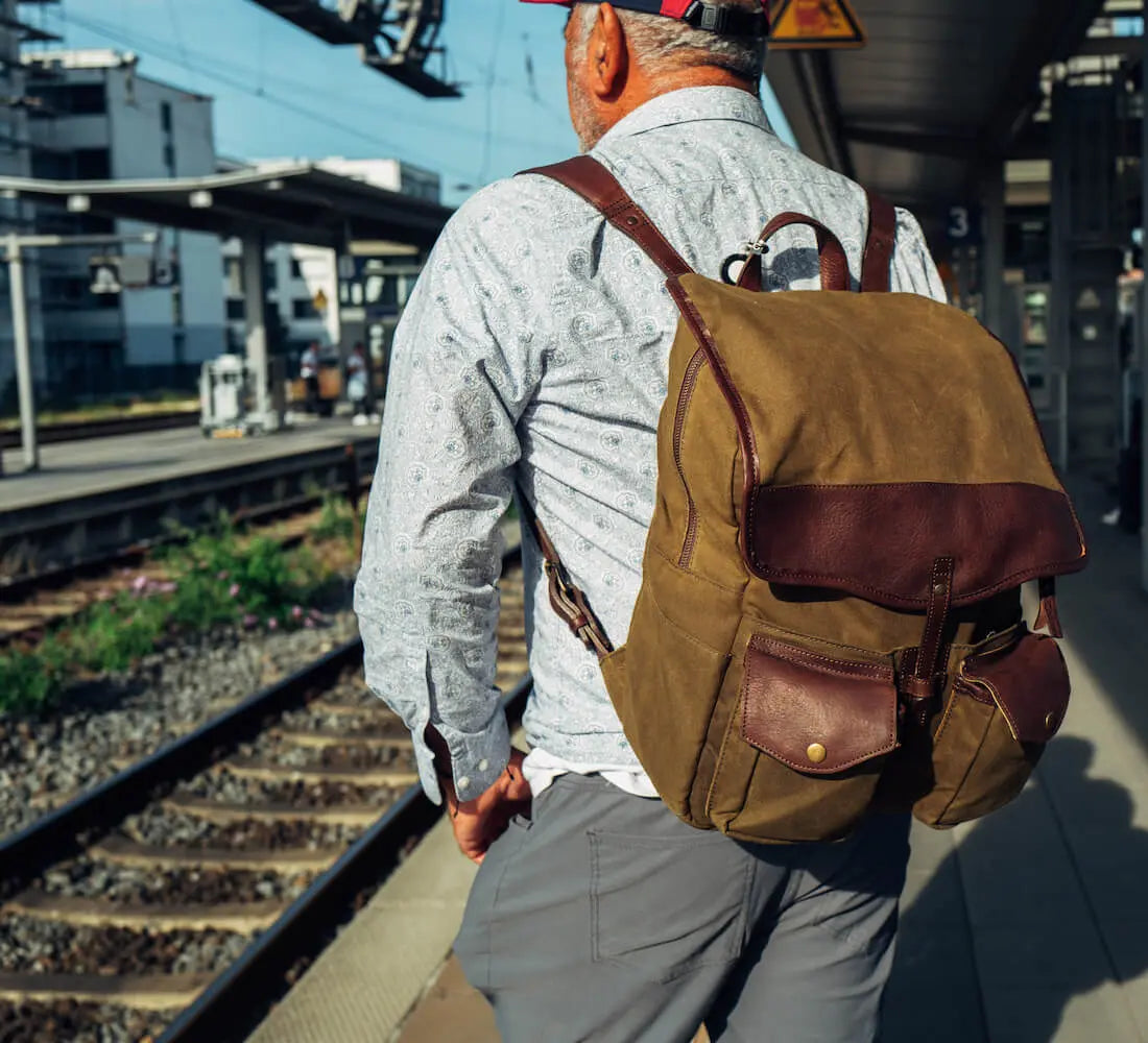 Campaign Waxed Canvas Backpack by Mission Mercantile Leather Goods, handmade leather goods detail photo 17