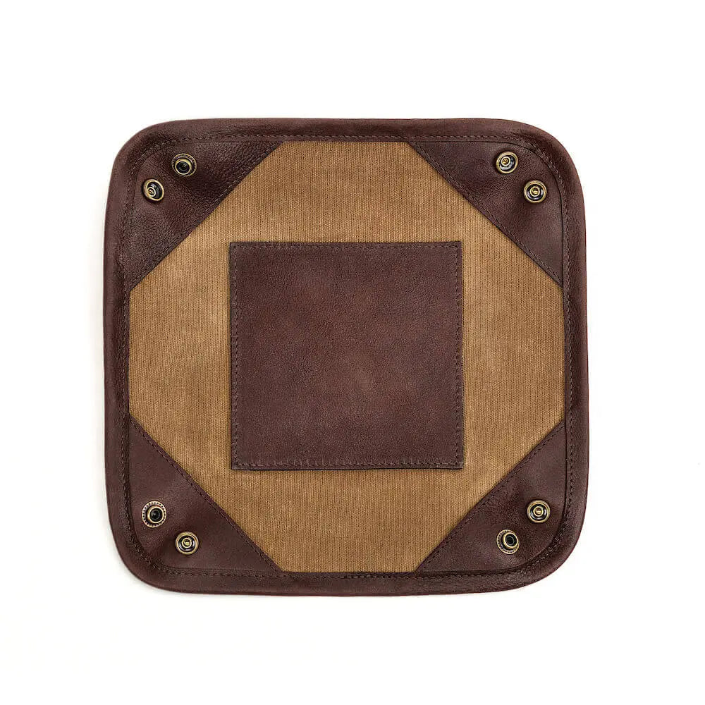 Campaign Waxed Canvas Desk Caddy by Mission Mercantile Leather Goods, handmade leather goods detail photo 3