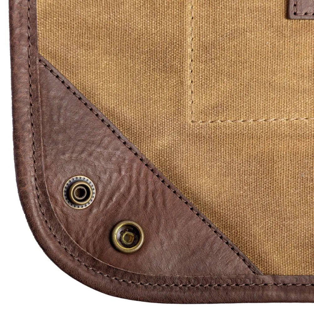 Campaign Waxed Canvas Desk Caddy by Mission Mercantile Leather Goods, handmade leather goods detail photo 5