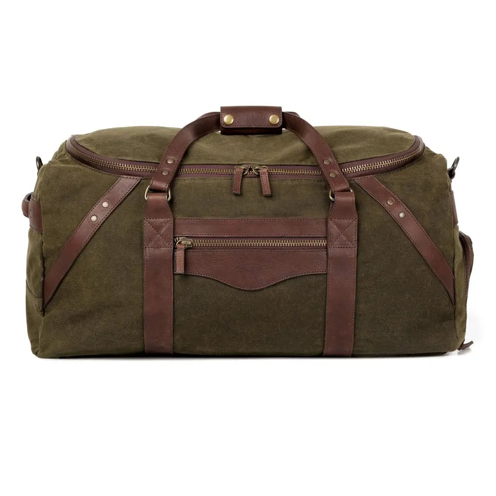 Campaign Waxed Canvas Large Duffle Bag by Mission Mercantile Leather Goods, handmade leather goods detail photo 14