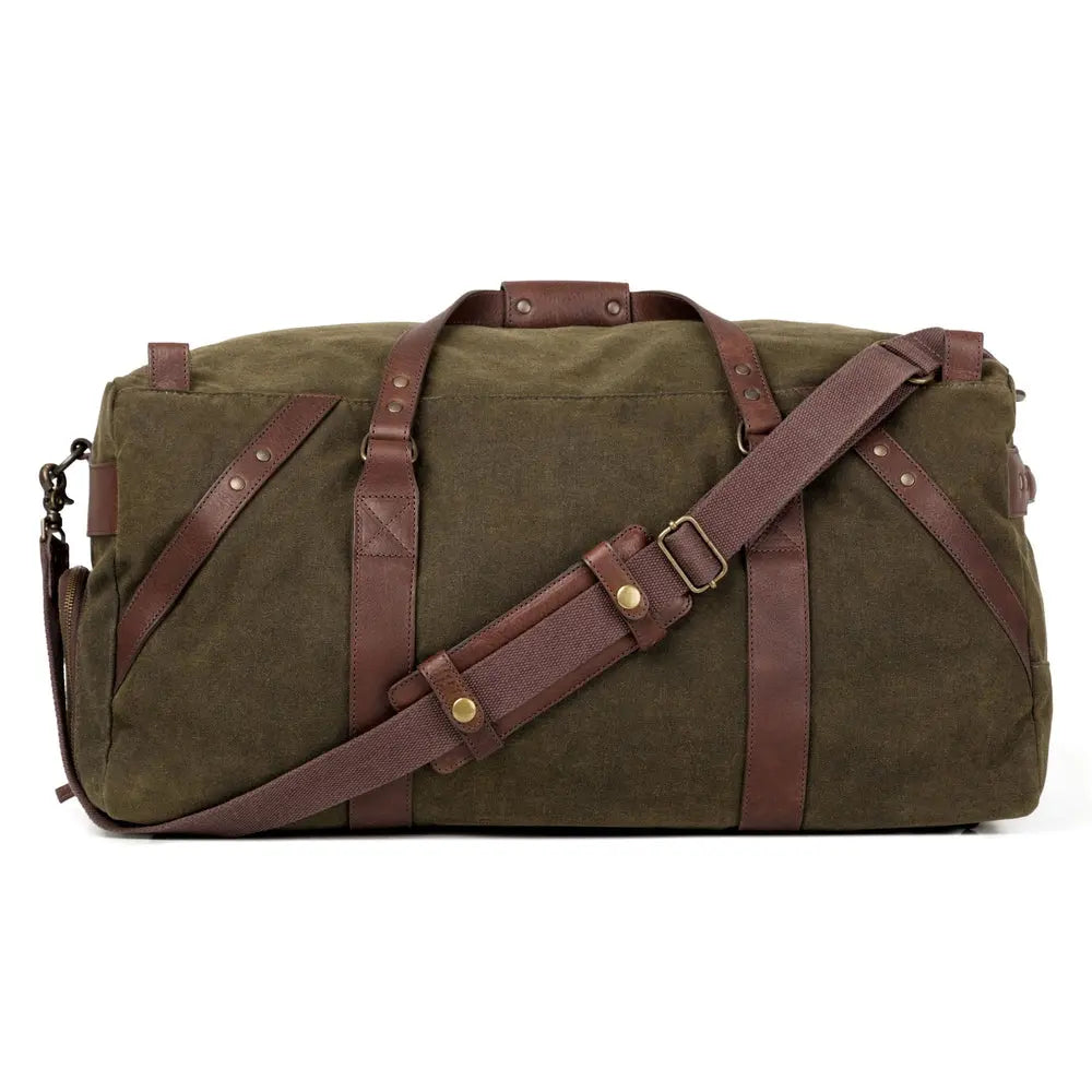 Campaign Waxed Canvas Large Duffle Bag by Mission Mercantile Leather Goods, handmade leather goods detail photo 16