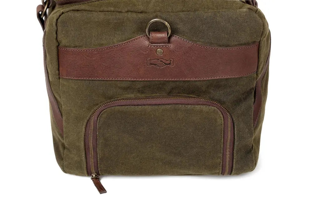 Campaign Waxed Canvas Large Duffle Bag by Mission Mercantile Leather Goods, handmade leather goods detail photo 18