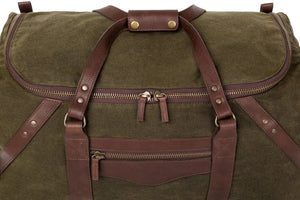 Campaign Waxed Canvas Large Duffle Bag by Mission Mercantile Leather Goods, handmade leather goods detail photo 19