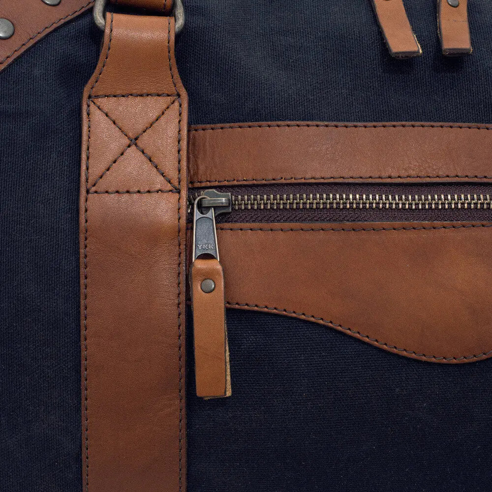 Campaign Waxed Canvas Large Duffle Bag by Mission Mercantile Leather Goods, handmade leather goods detail photo 28