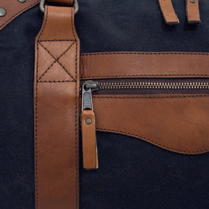Campaign Waxed Canvas Large Duffle Bag by Mission Mercantile Leather Goods, handmade leather goods detail photo 28
