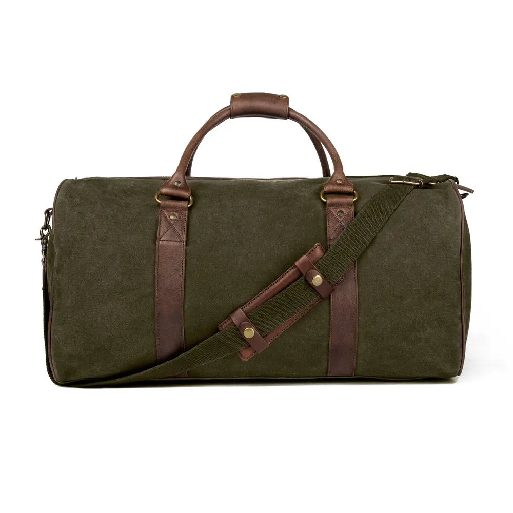 Campaign Waxed Canvas Large Field Duffle Bag by Mission Mercantile Leather Goods, handmade leather goods detail photo 11