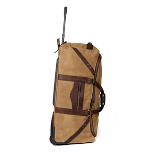Campaign Waxed Canvas Large Wheeled Duffle Bag by Mission Mercantile Leather Goods, handmade leather goods detail photo 3