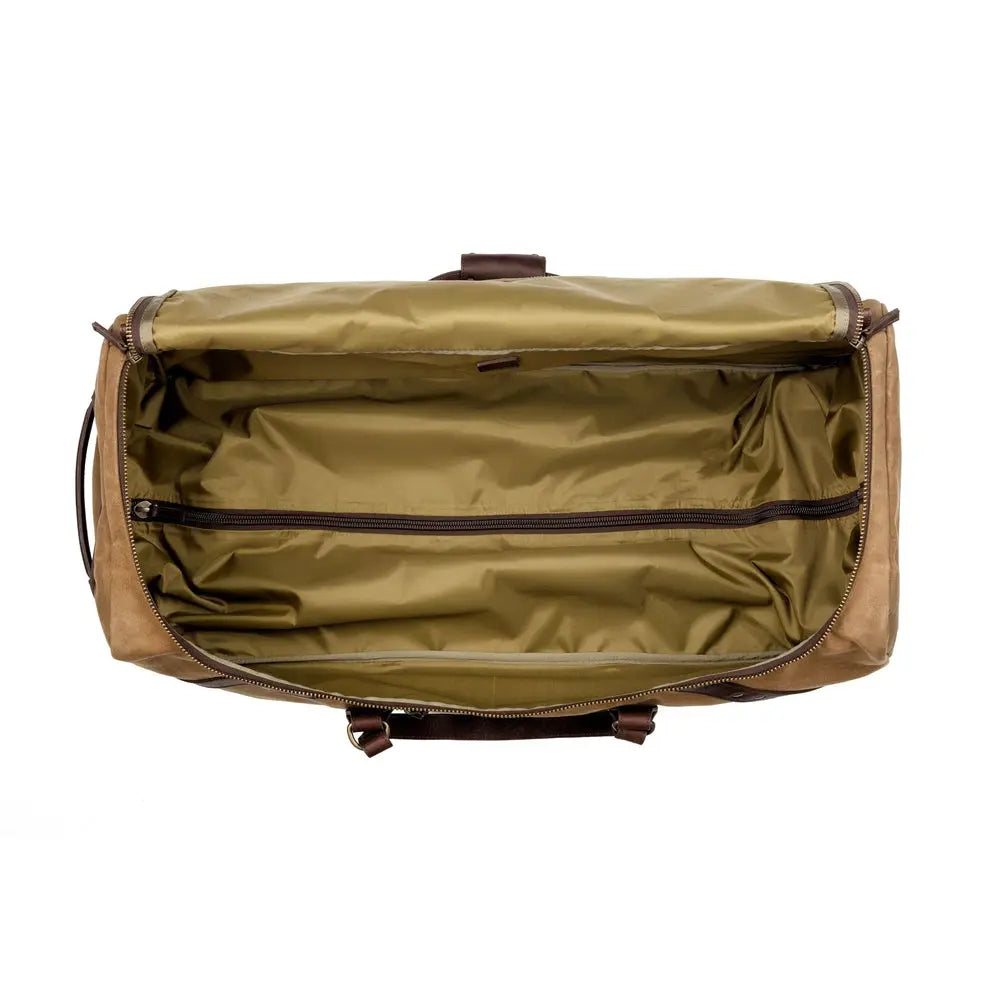 Campaign Waxed Canvas Large Wheeled Duffle Bag by Mission Mercantile Leather Goods, handmade leather goods detail photo 5