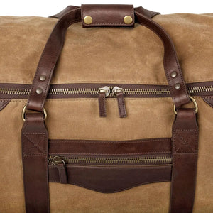 Campaign Waxed Canvas Large Wheeled Duffle Bag by Mission Mercantile Leather Goods, handmade leather goods detail photo 6