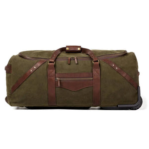 Campaign Waxed Canvas Large Wheeled Duffle Bag by Mission Mercantile Leather Goods, handmade leather goods detail photo 7