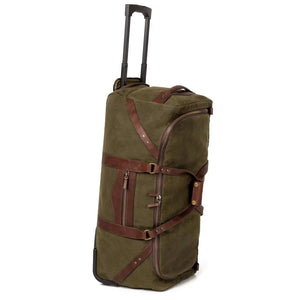 Campaign Waxed Canvas Large Wheeled Duffle Bag by Mission Mercantile Leather Goods, handmade leather goods detail photo 8