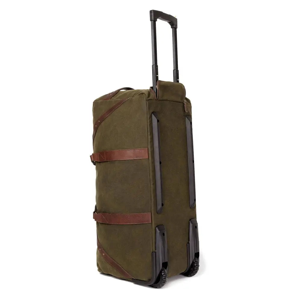 Campaign Waxed Canvas Large Wheeled Duffle Bag by Mission Mercantile Leather Goods, handmade leather goods detail photo 10
