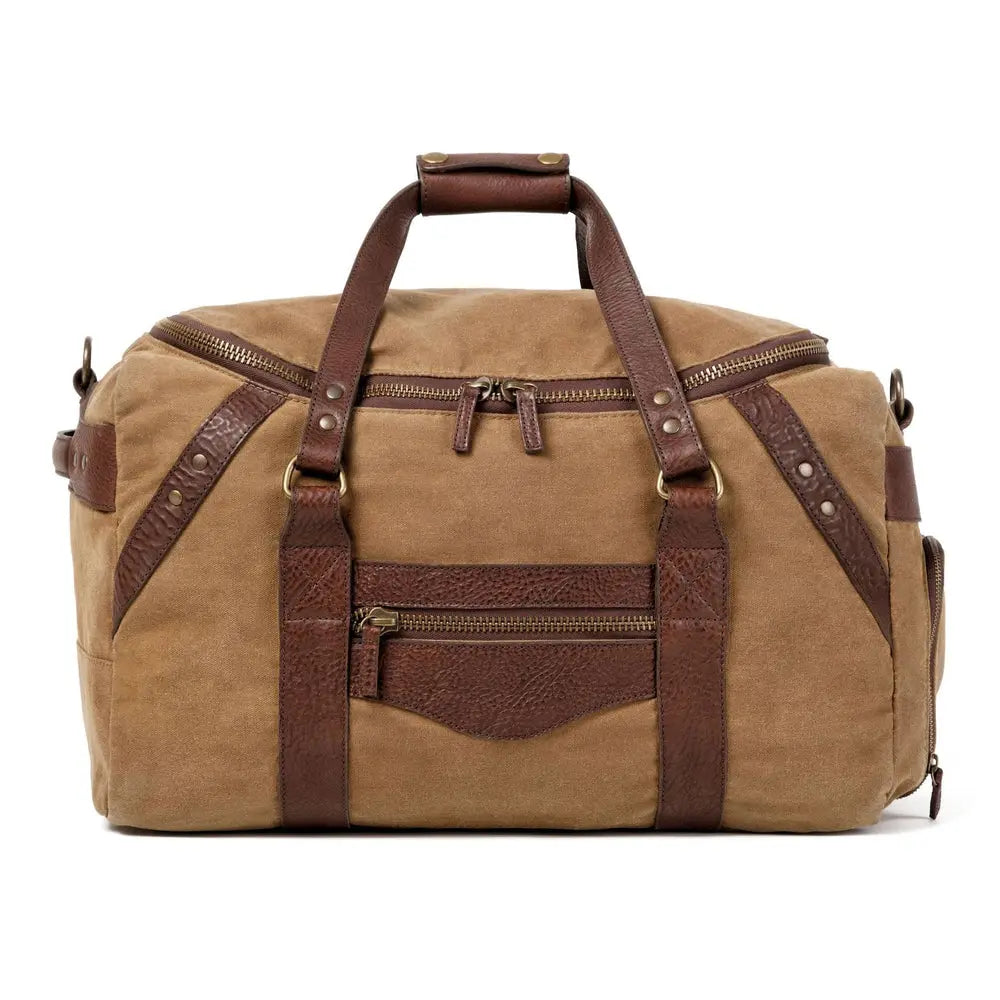Campaign Waxed Canvas Medium Duffle Bag by Mission Mercantile Leather Goods, handmade leather goods detail photo 3