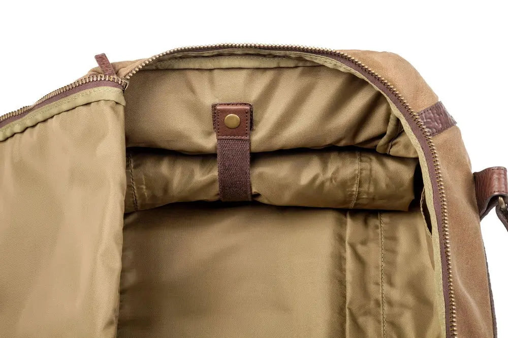 Campaign Waxed Canvas Medium Duffle Bag by Mission Mercantile Leather Goods, handmade leather goods detail photo 11