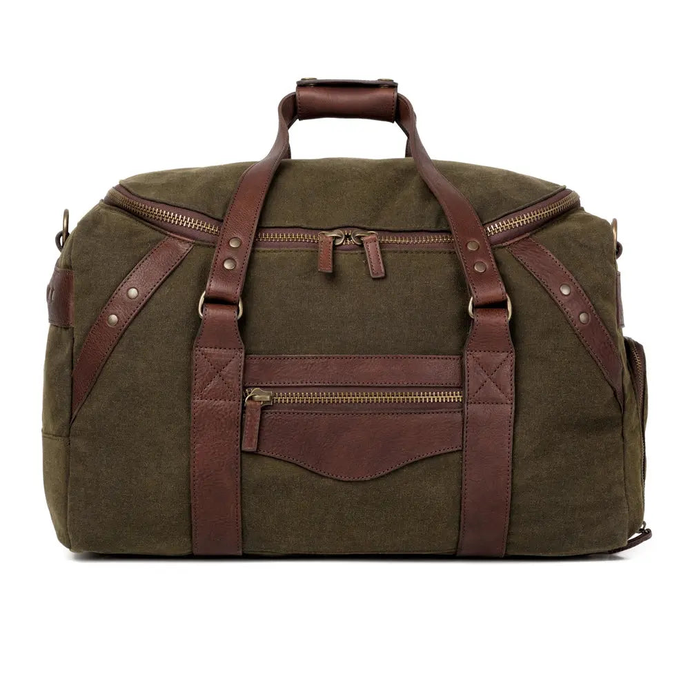 Campaign Waxed Canvas Medium Duffle Bag by Mission Mercantile Leather Goods, handmade leather goods detail photo 12
