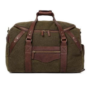 Campaign Waxed Canvas Medium Duffle Bag by Mission Mercantile Leather Goods, handmade leather goods detail photo 12