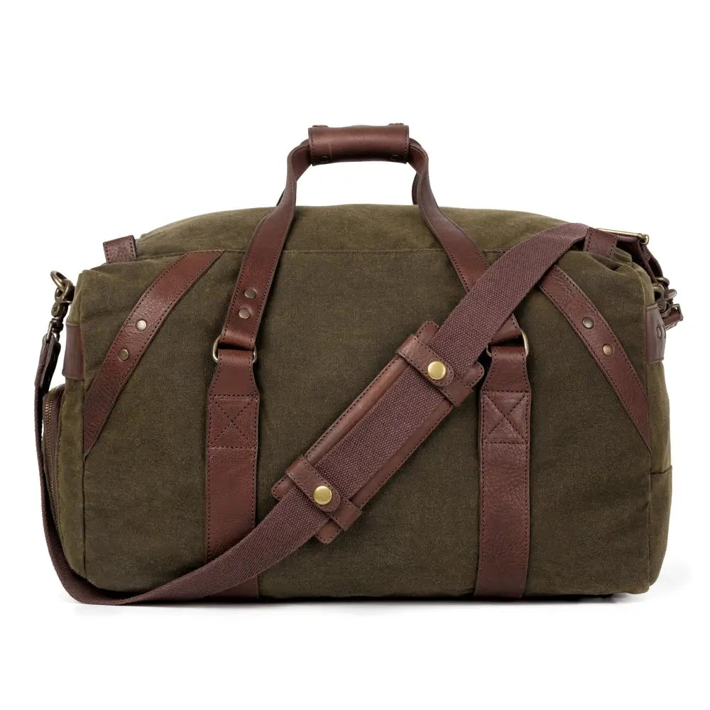 Campaign Waxed Canvas Medium Duffle Bag by Mission Mercantile Leather Goods, handmade leather goods detail photo 14