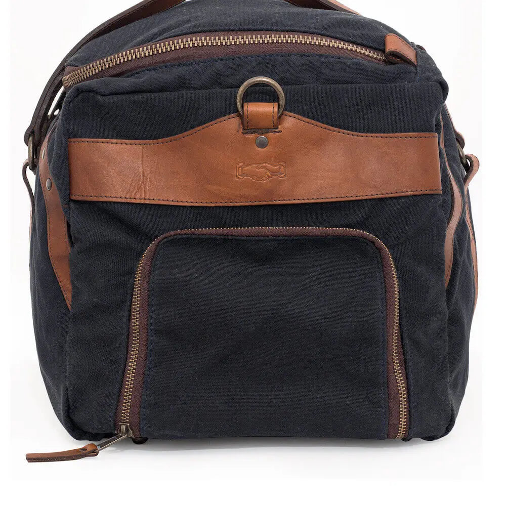 Campaign Waxed Canvas Medium Duffle Bag by Mission Mercantile Leather Goods, handmade leather goods detail photo 28