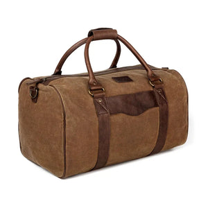 Campaign Waxed Canvas Medium Field Duffle Bag by Mission Mercantile Leather Goods, handmade leather goods detail photo 3