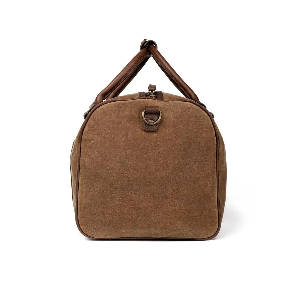Campaign Waxed Canvas Medium Field Duffle Bag by Mission Mercantile Leather Goods, handmade leather goods detail photo 5