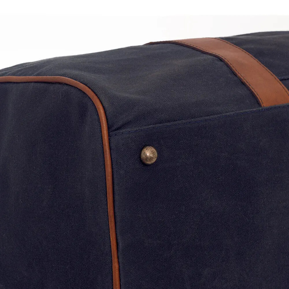 Campaign Waxed Canvas Medium Field Duffle Bag by Mission Mercantile Leather Goods, handmade leather goods detail photo 17