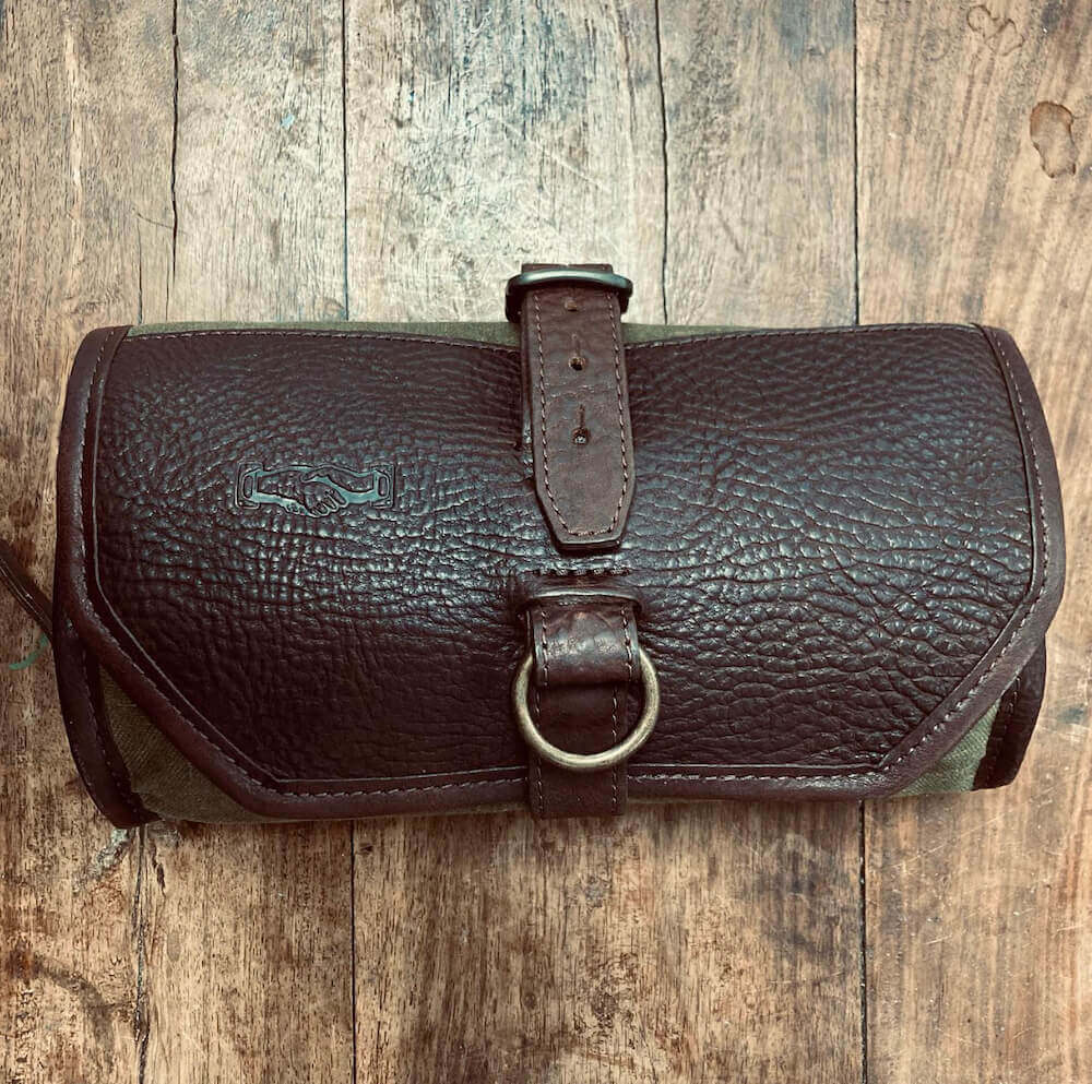 Campaign Waxed Canvas Roll-Up Toiletry Shave Kit by Mission Mercantile Leather Goods, natural skincare detail photo 19