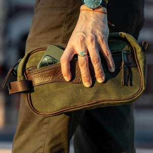 Campaign Waxed Canvas Toiletry Shave Kit by Mission Mercantile Leather Goods, natural skincare main product photo