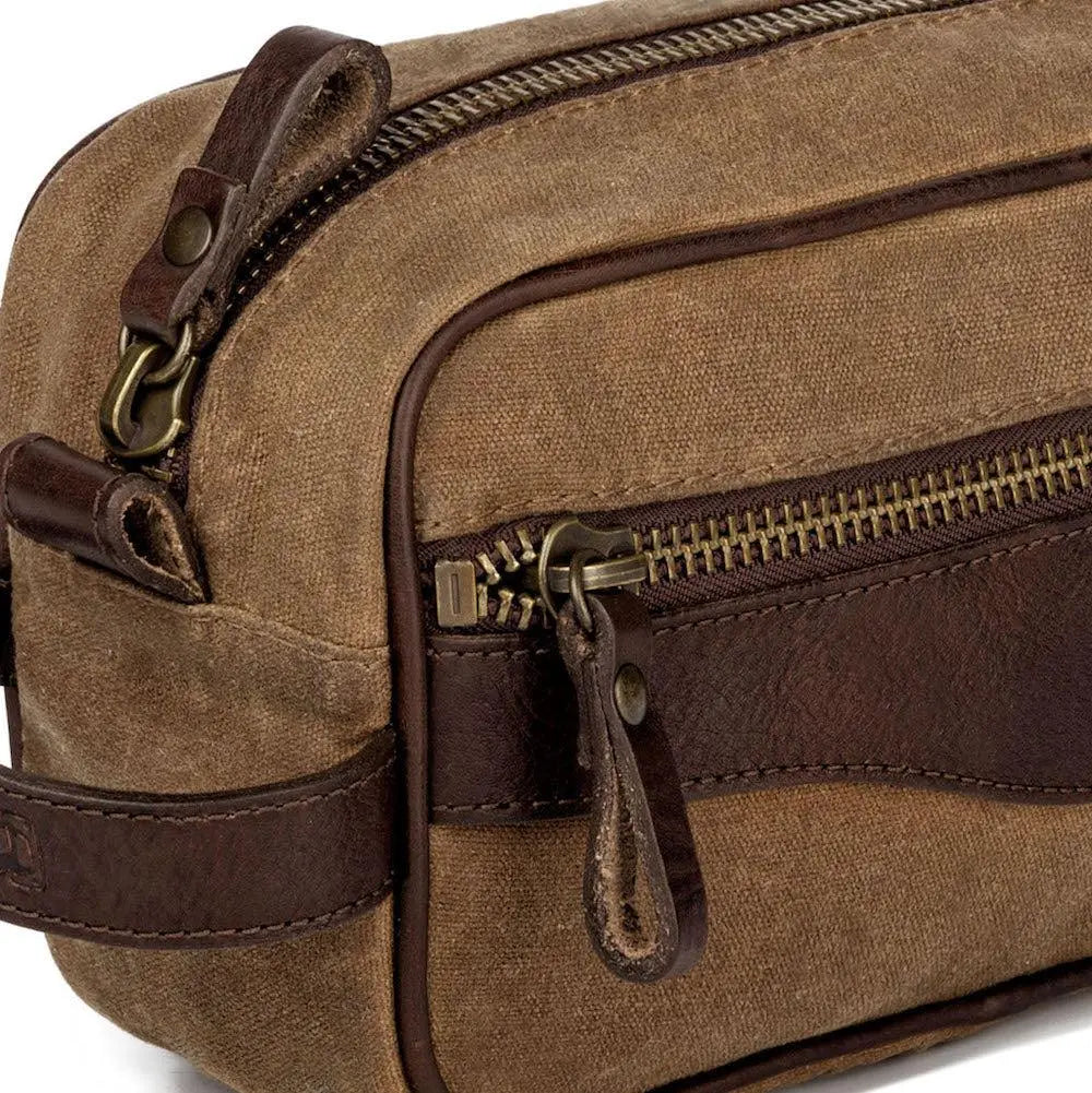 Campaign Waxed Canvas Toiletry Shave Kit by Mission Mercantile Leather Goods, natural skincare detail photo 4
