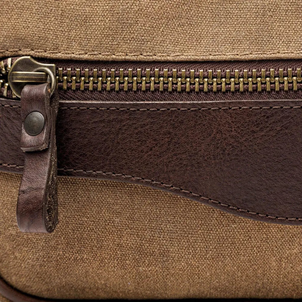 Campaign Waxed Canvas Toiletry Shave Kit by Mission Mercantile Leather Goods, natural skincare detail photo 9