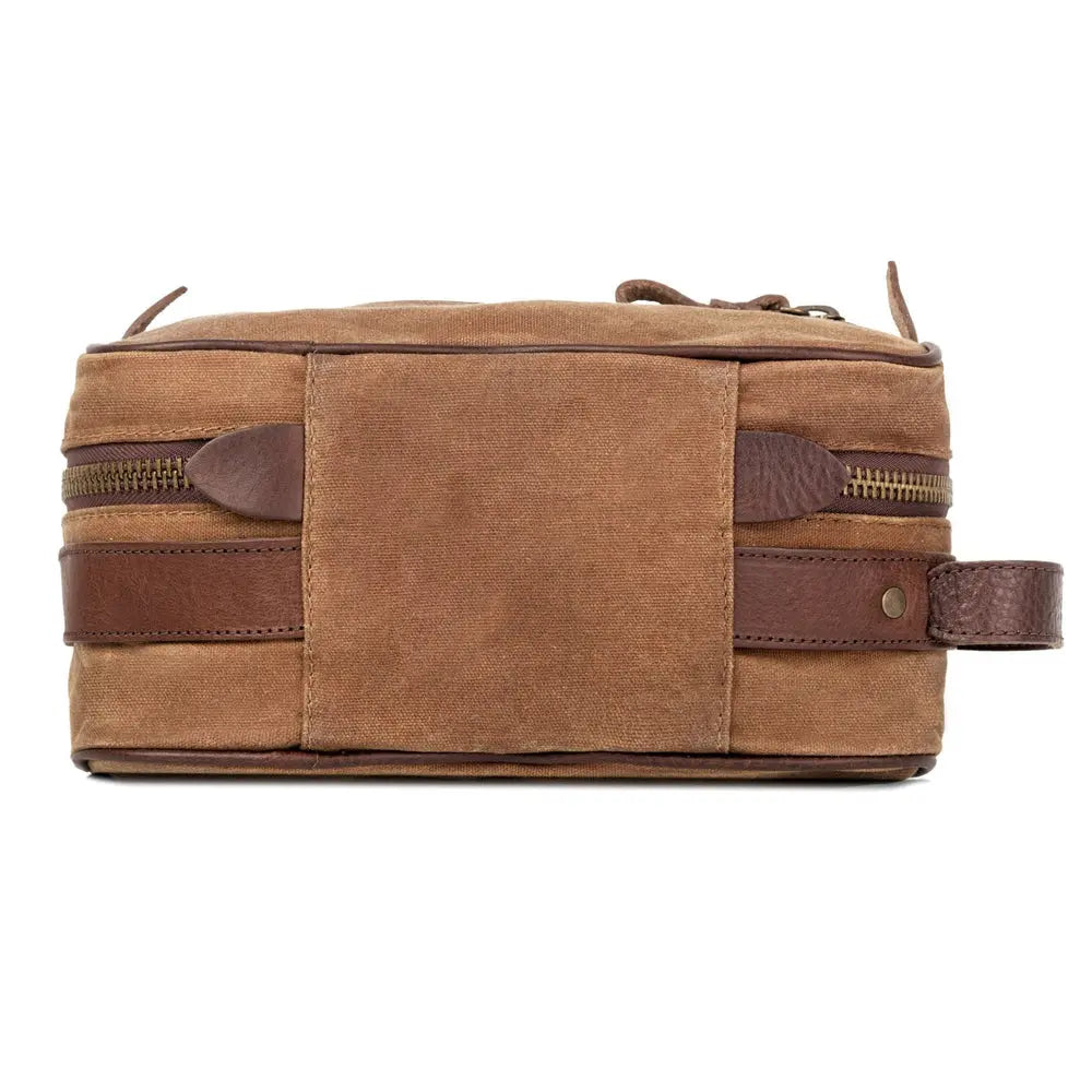 Campaign Waxed Canvas Toiletry Square Shave Kit by Mission Mercantile Leather Goods, natural skincare detail photo 4