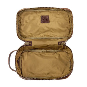 Campaign Waxed Canvas Toiletry Square Shave Kit by Mission Mercantile Leather Goods, natural skincare detail photo 6
