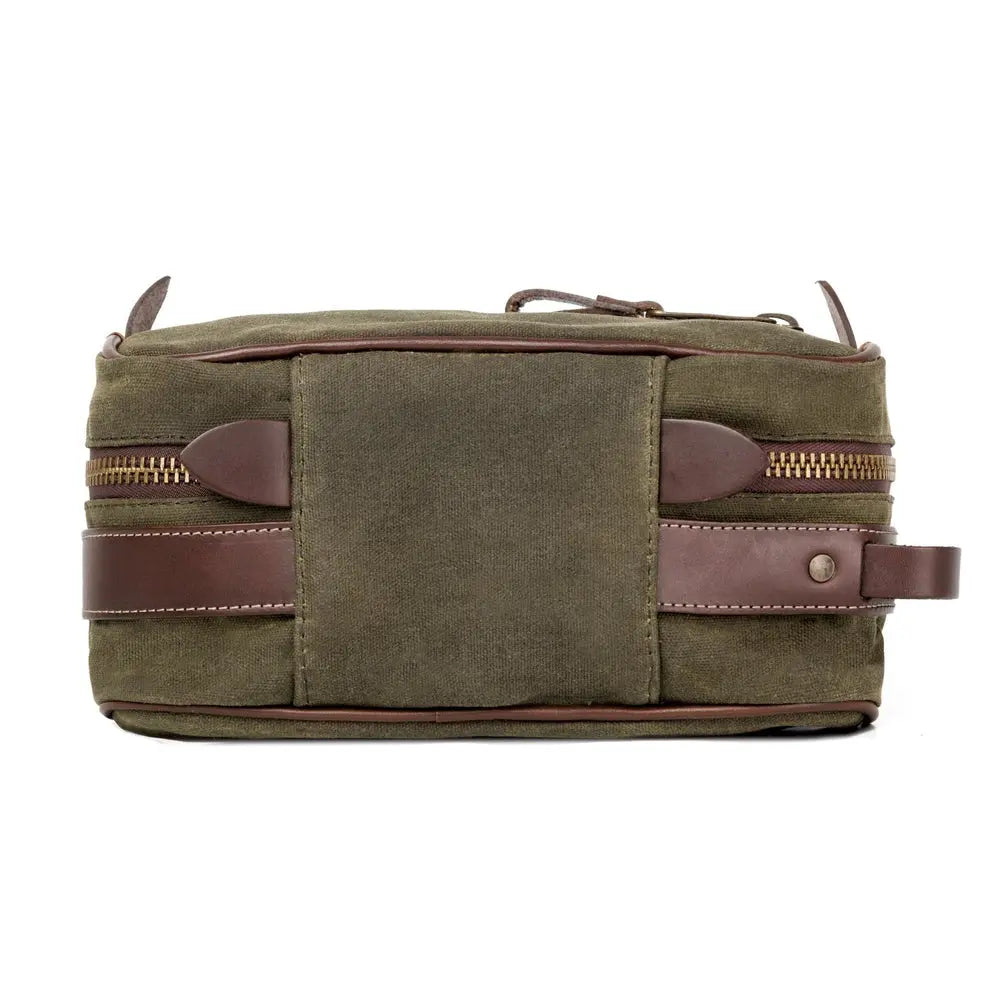 Campaign Waxed Canvas Toiletry Square Shave Kit by Mission Mercantile Leather Goods, natural skincare detail photo 10