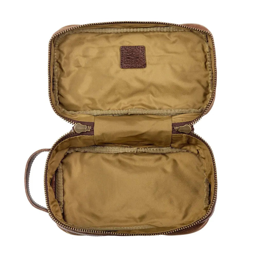 Campaign Waxed Canvas Toiletry Square Shave Kit by Mission Mercantile Leather Goods, natural skincare detail photo 12
