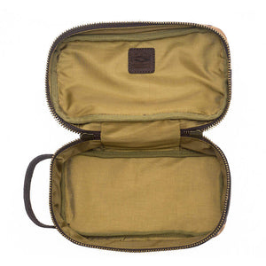 Campaign Waxed Canvas Toiletry Square Shave Kit by Mission Mercantile Leather Goods, natural skincare detail photo 17