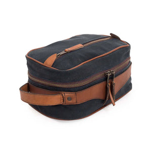 Campaign Waxed Canvas Toiletry Square Shave Kit by Mission Mercantile Leather Goods, natural skincare detail photo 20