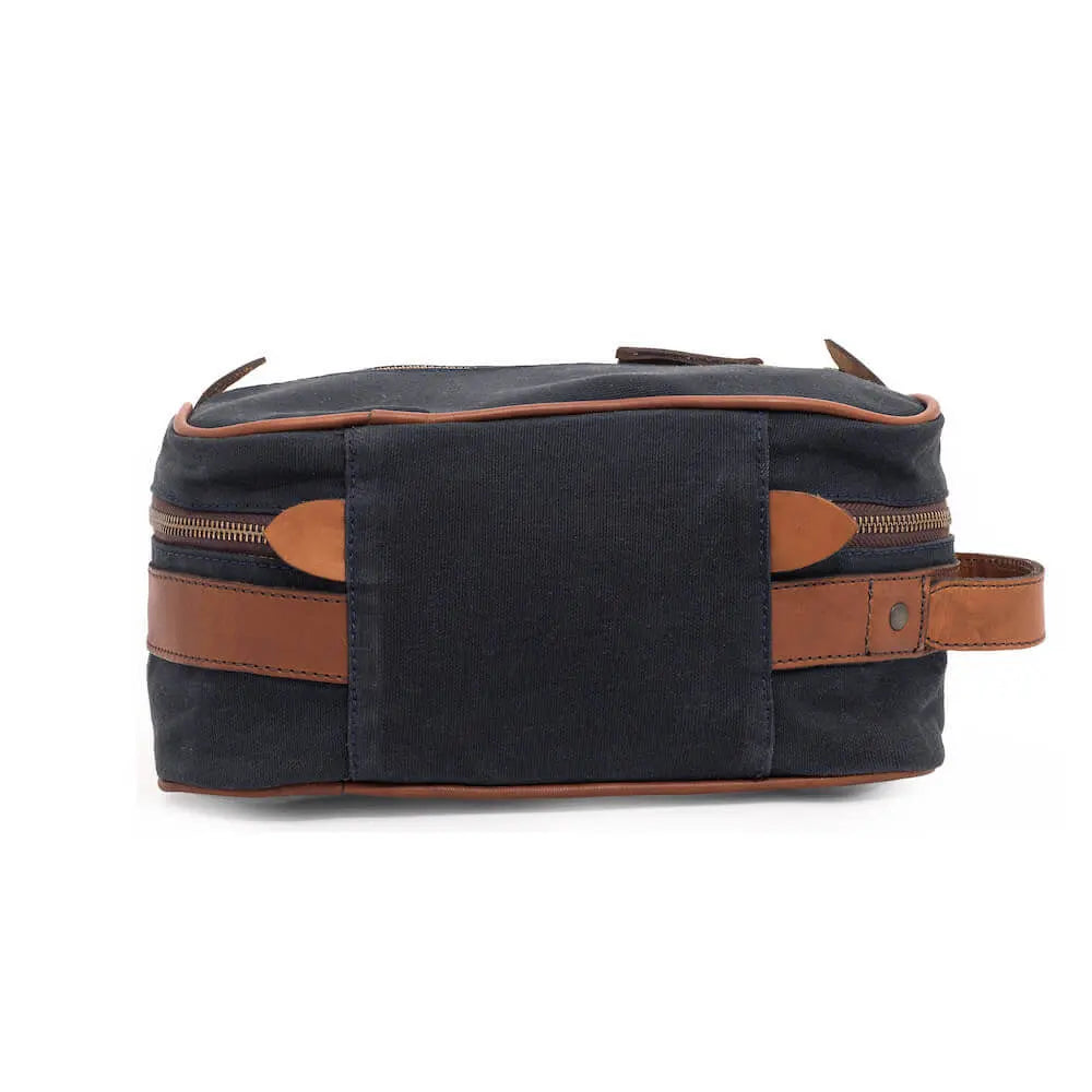 Campaign Waxed Canvas Toiletry Square Shave Kit by Mission Mercantile Leather Goods, natural skincare detail photo 21