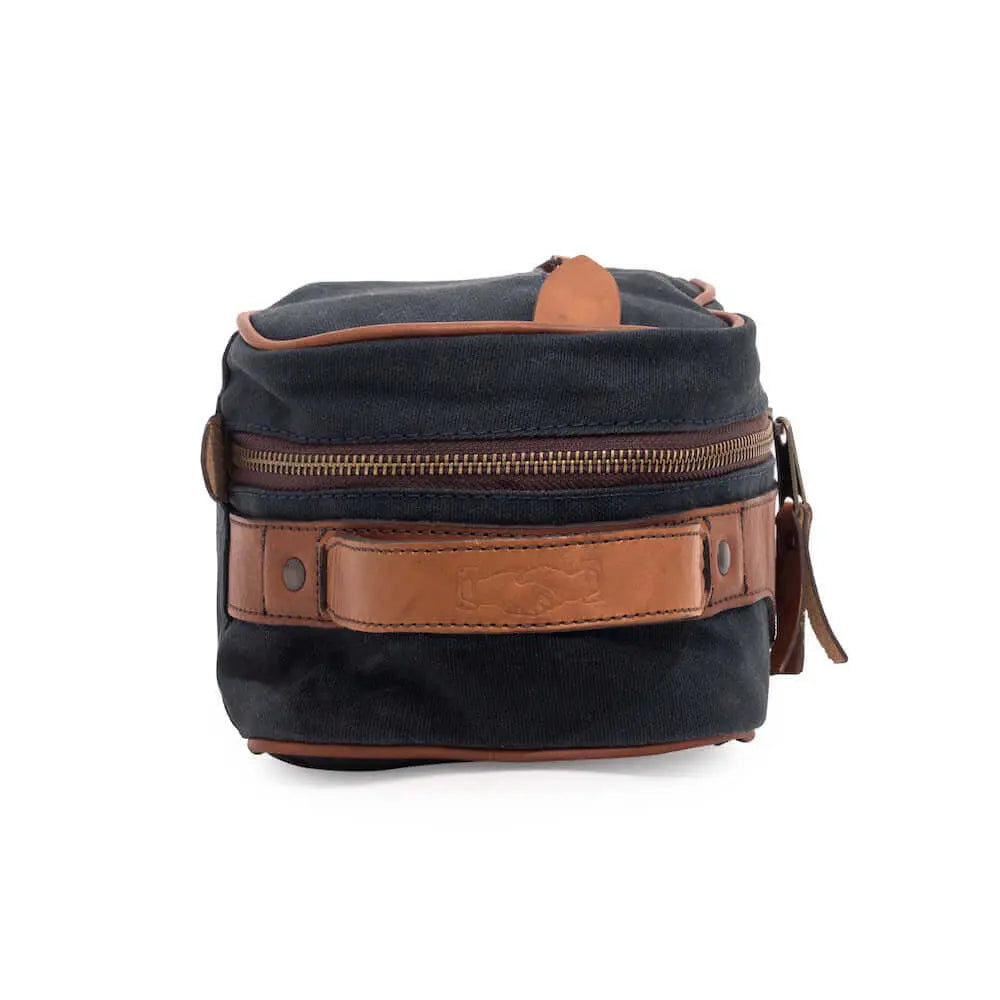 Campaign Waxed Canvas Toiletry Square Shave Kit by Mission Mercantile Leather Goods, natural skincare detail photo 22