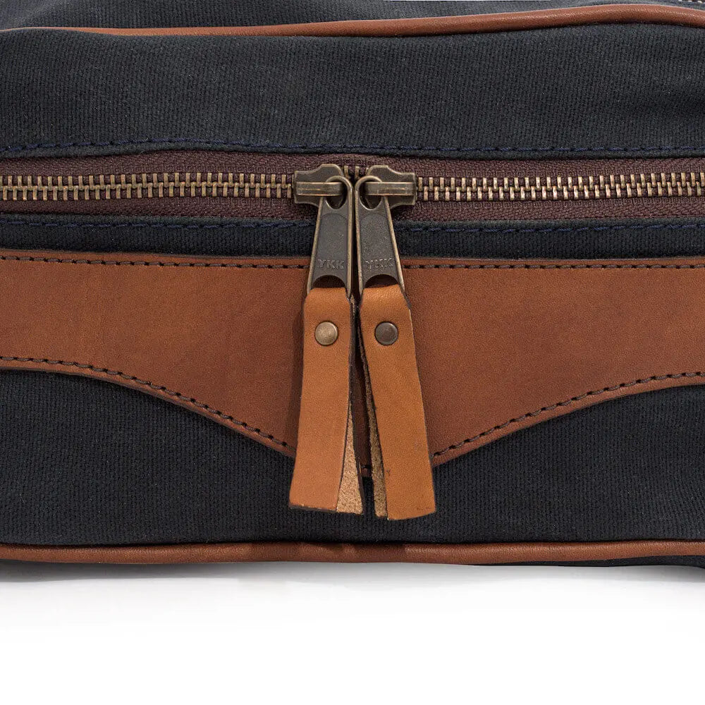 Campaign Waxed Canvas Toiletry Square Shave Kit by Mission Mercantile Leather Goods, natural skincare detail photo 24