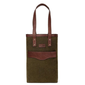 Campaign Waxed Canvas Two Bottle Wine Tote by Mission Mercantile Leather Goods, handmade leather goods detail photo 9