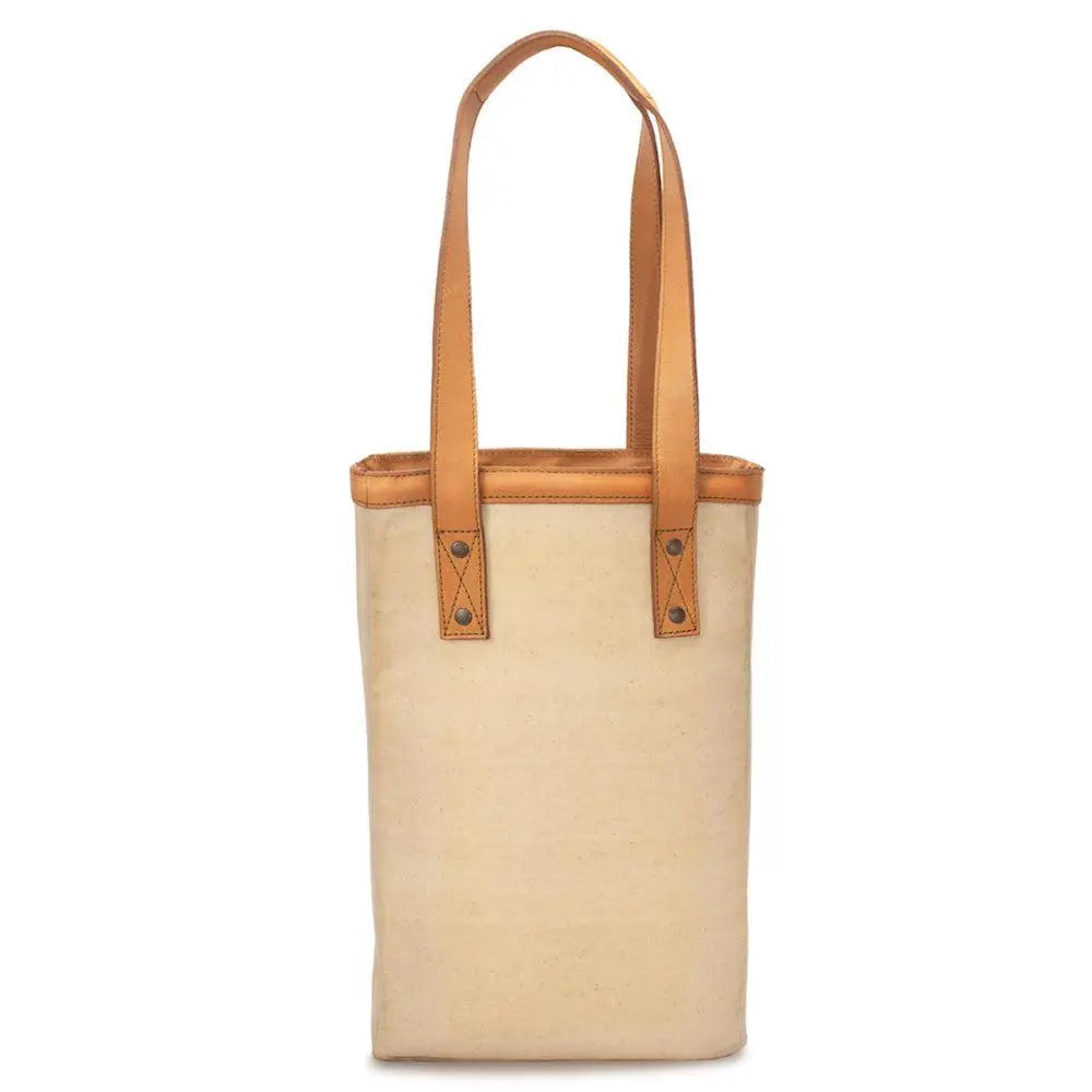 Campaign Waxed Canvas Two Bottle Wine Tote by Mission Mercantile Leather Goods, handmade leather goods detail photo 17