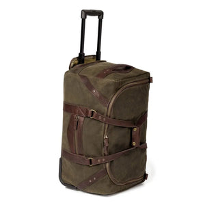 Campaign Waxed Canvas Wheeled Carry-On Duffle Bag by Mission Mercantile Leather Goods, handmade leather goods detail photo 12