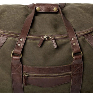 Campaign Waxed Canvas Wheeled Carry-On Duffle Bag by Mission Mercantile Leather Goods, handmade leather goods detail photo 15