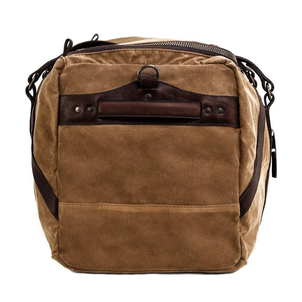 Campaign Waxed Canvas X-Large Duffle Bag by Mission Mercantile Leather Goods, handmade leather goods detail photo 4